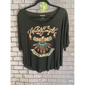 Denim And Supply Thunderbird Lightweight Loose Fitting T-Shirt In Black M